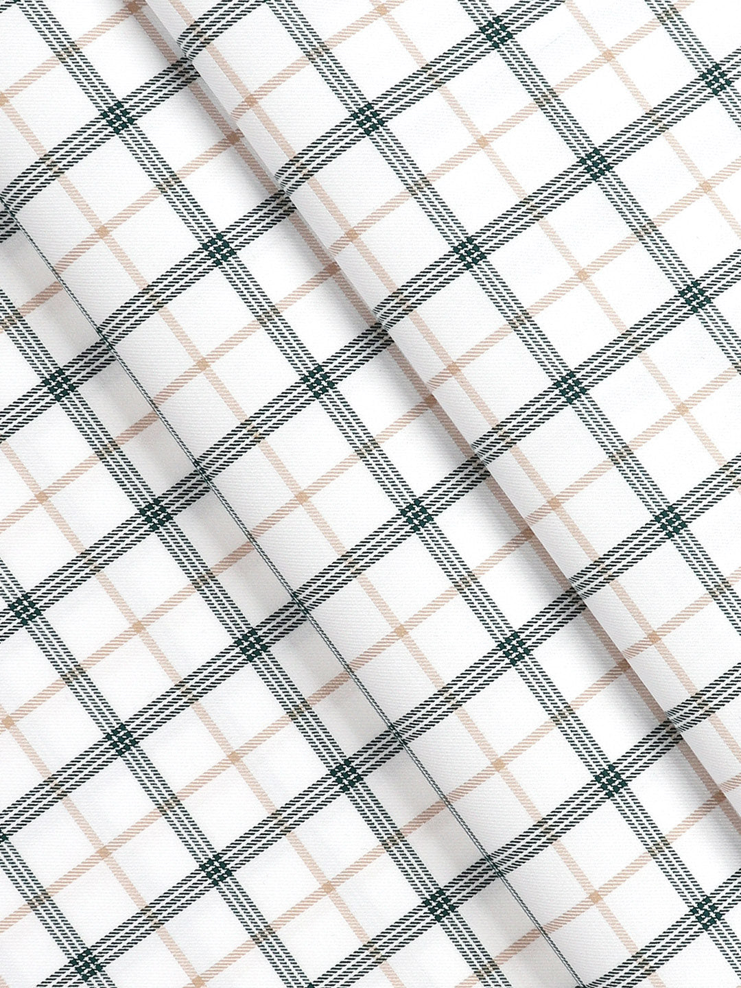 Mens Cotton Checked Shirt Fabric White Cascade