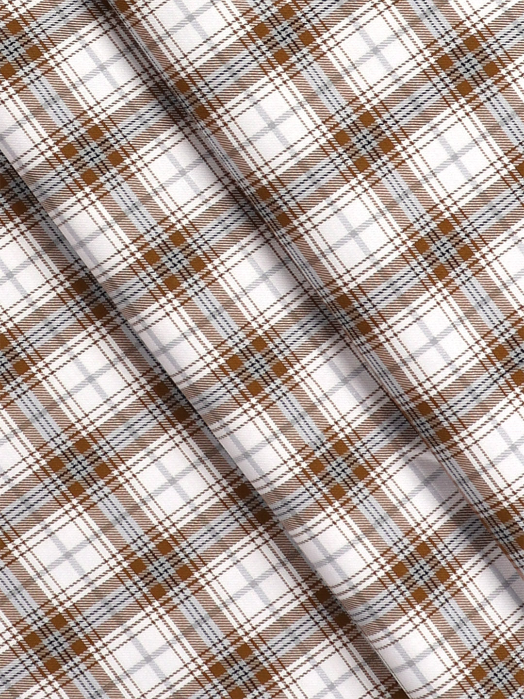 Mens Cotton Checked Shirt Fabric Brown Cascade