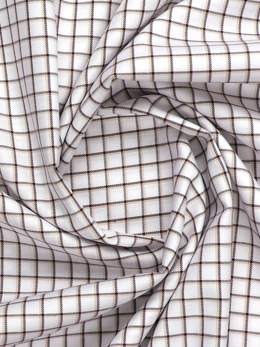 Mens Cotton Checked Shirt Fabric White Cascade