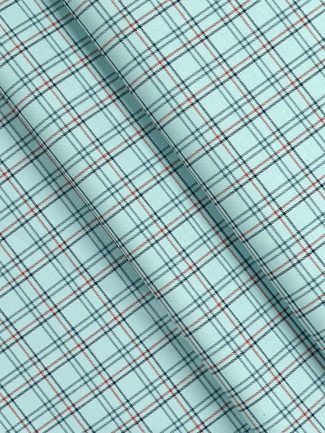 Mens Cotton Checked Shirt Fabric Blue Cascade