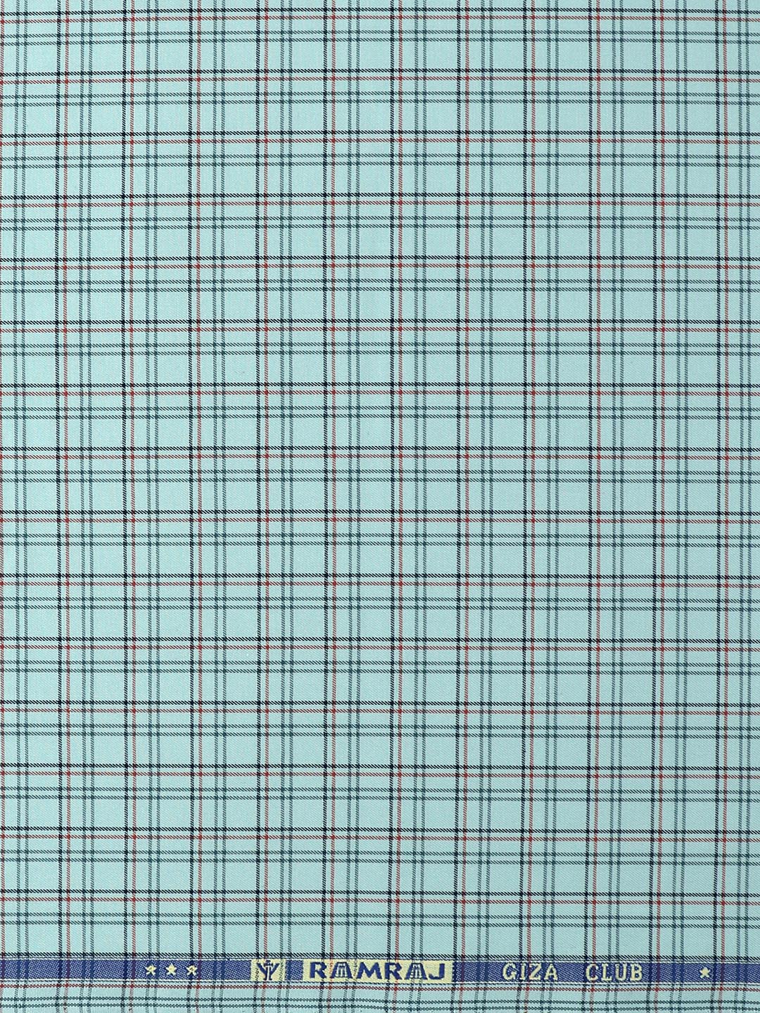 Mens Cotton Checked Shirt Fabric Blue Cascade