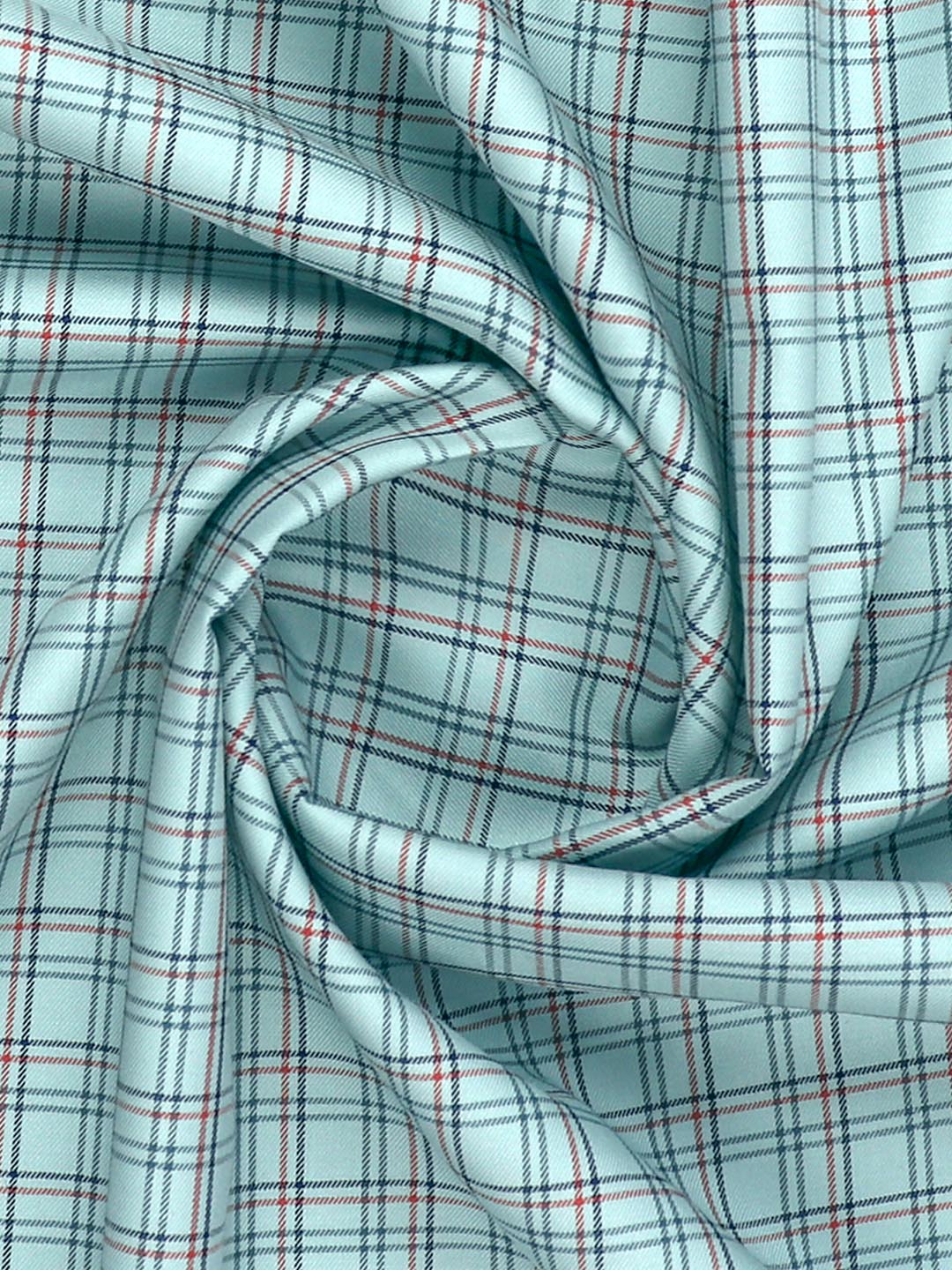 Mens Cotton Checked Shirt Fabric Blue Cascade