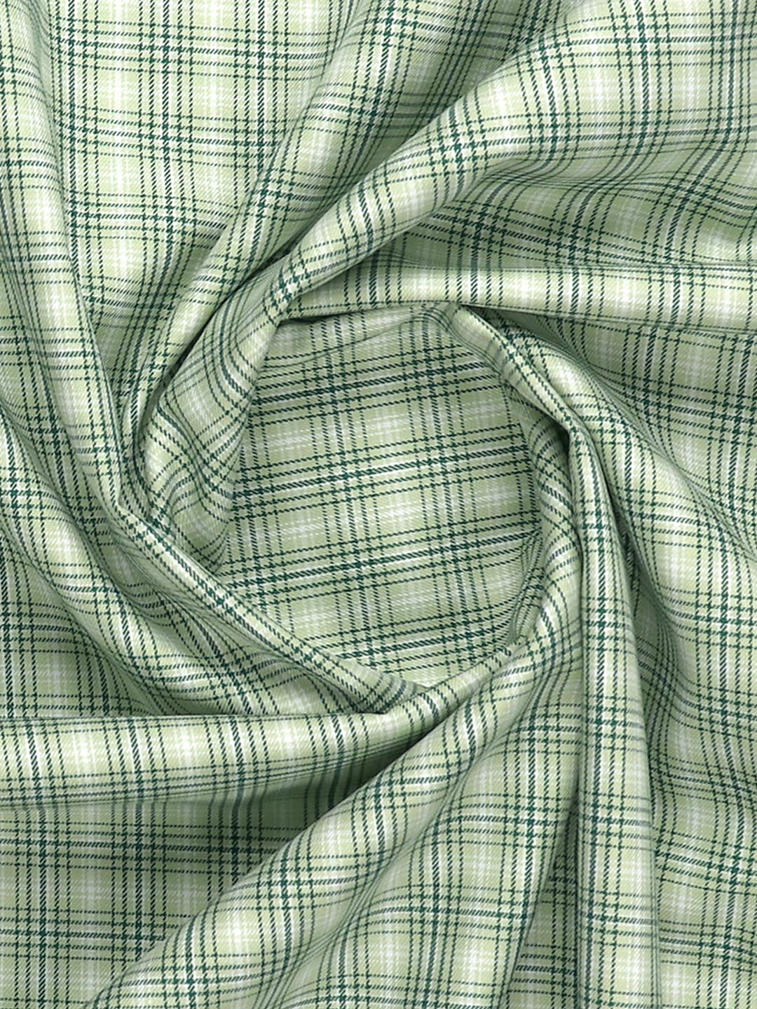 Mens Cotton Checked Shirt Fabric Green Cascade