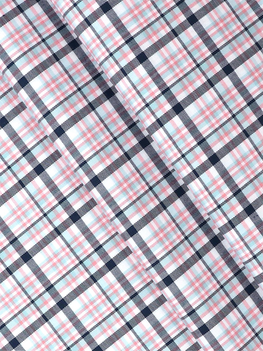 Mens Cotton Checked Shirt Fabric Grey with Pink Cascade