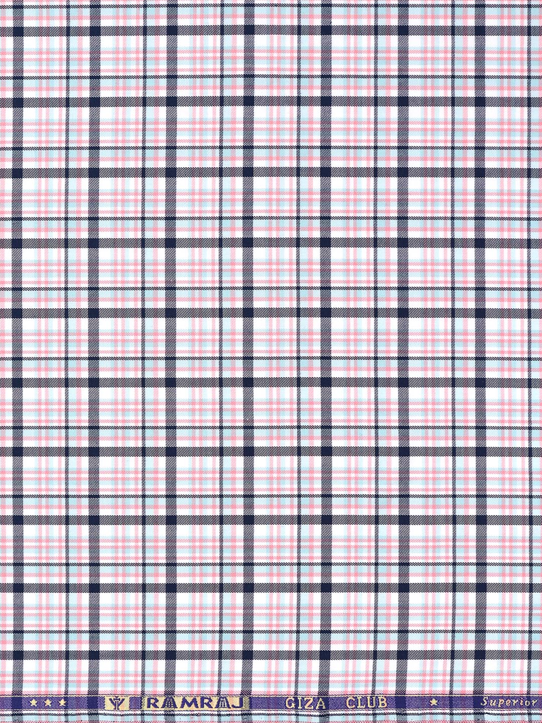 Mens Cotton Checked Shirt Fabric Grey with Pink Cascade