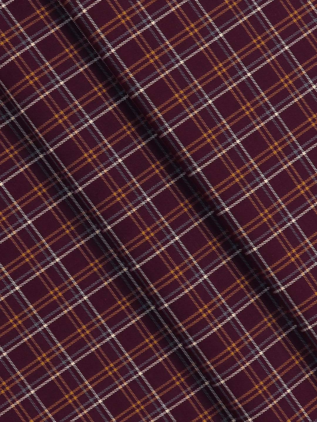 Cotton Checked Shirt Fabric Maroon Cascade