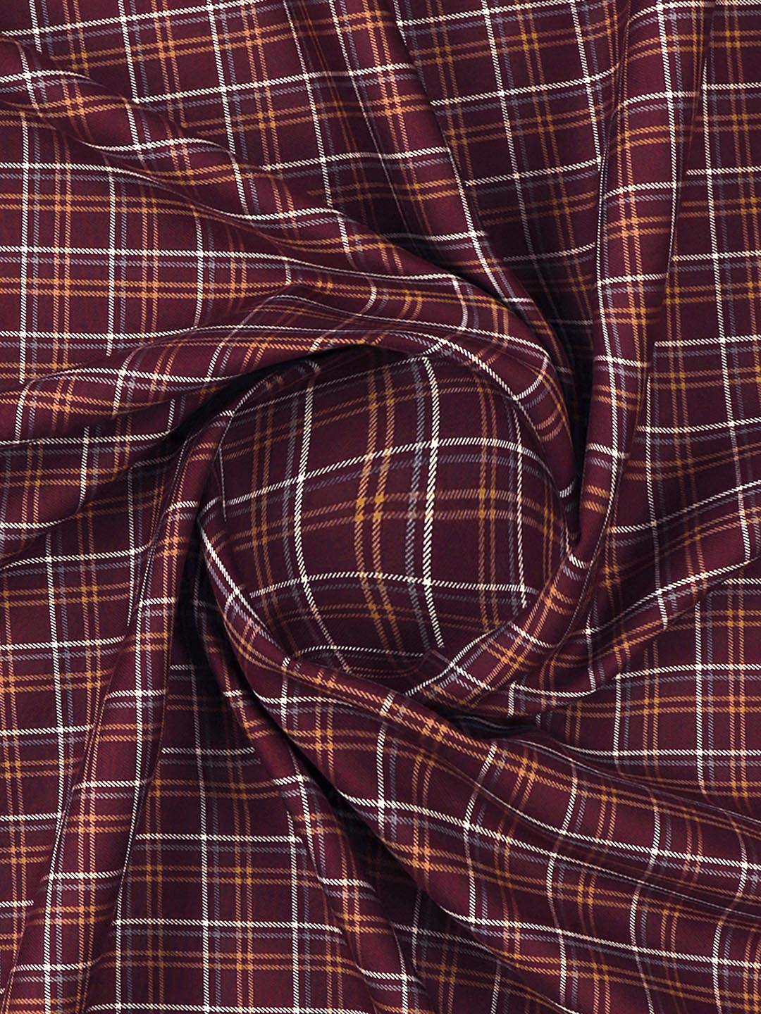 Cotton Checked Shirt Fabric Maroon Cascade