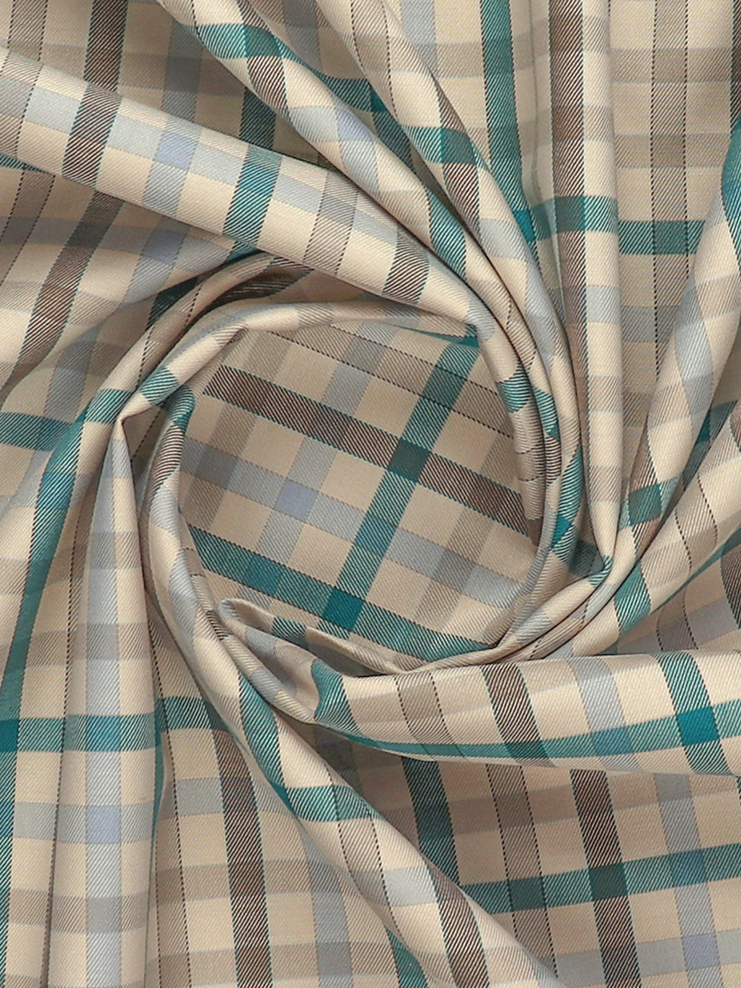 Mens Cotton Checked Shirt Fabric Light Brown Cascade