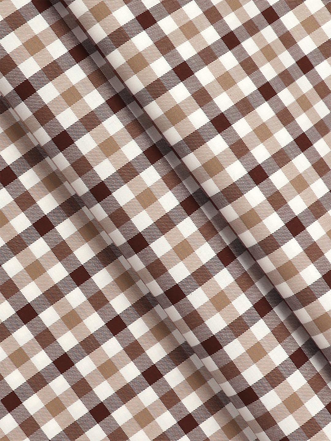 Mens Cotton Checked Shirt Fabric Brown Cascade