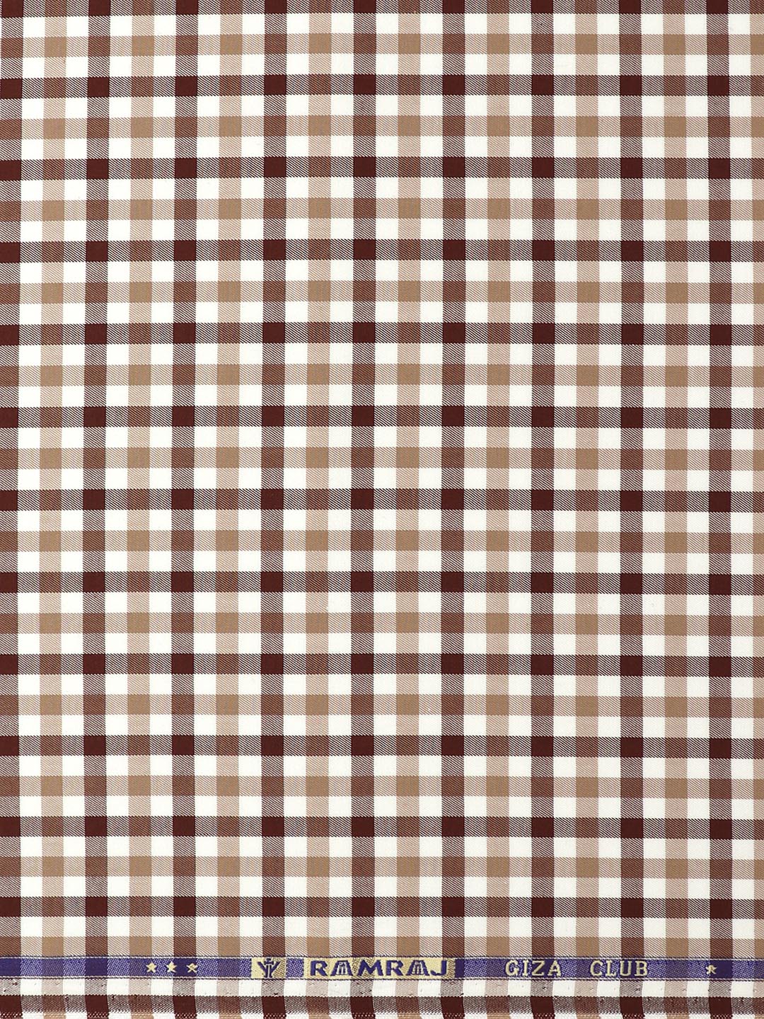 Mens Cotton Checked Shirt Fabric Brown Cascade
