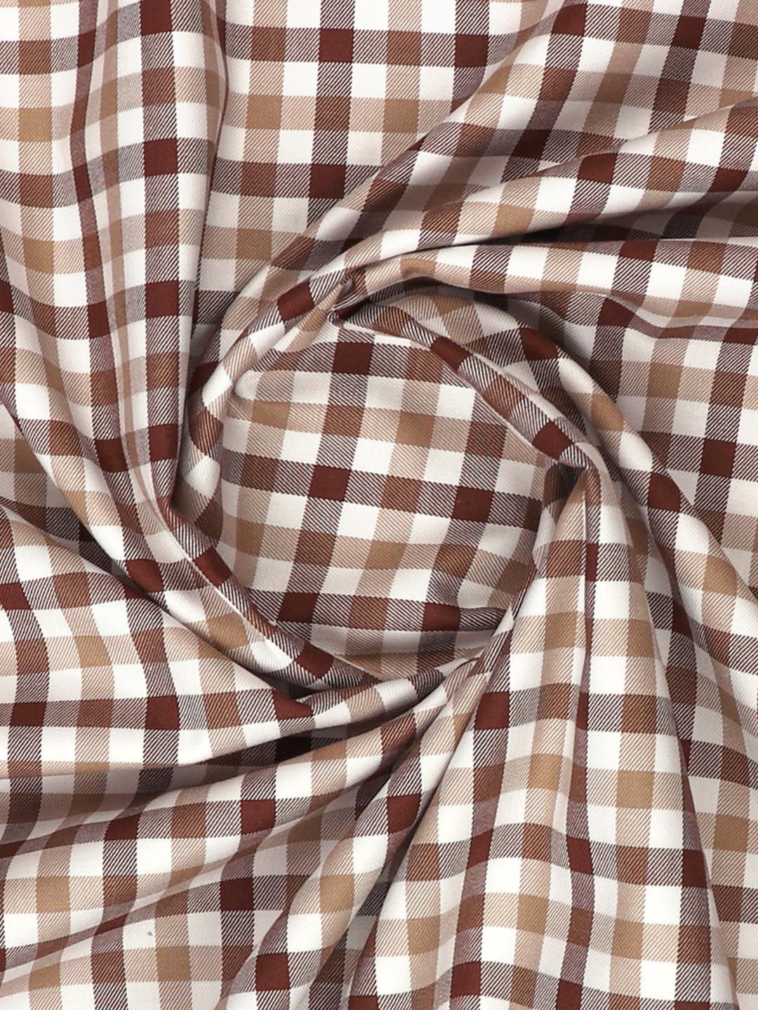 Mens Cotton Checked Shirt Fabric Brown Cascade
