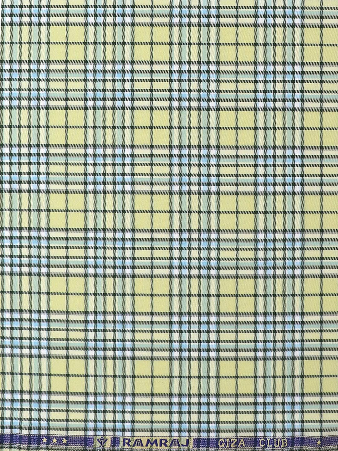 Mens Cotton Checked Shirt Fabric Yellow Cascade