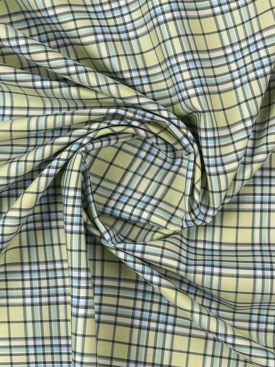 Mens Cotton Checked Shirt Fabric Yellow Cascade