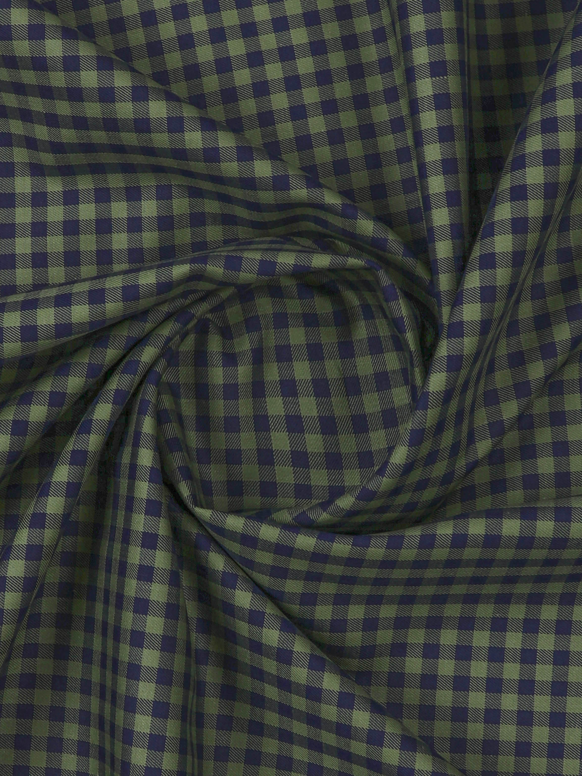 Mens Cotton Checked Shirt Fabric Green Cascade