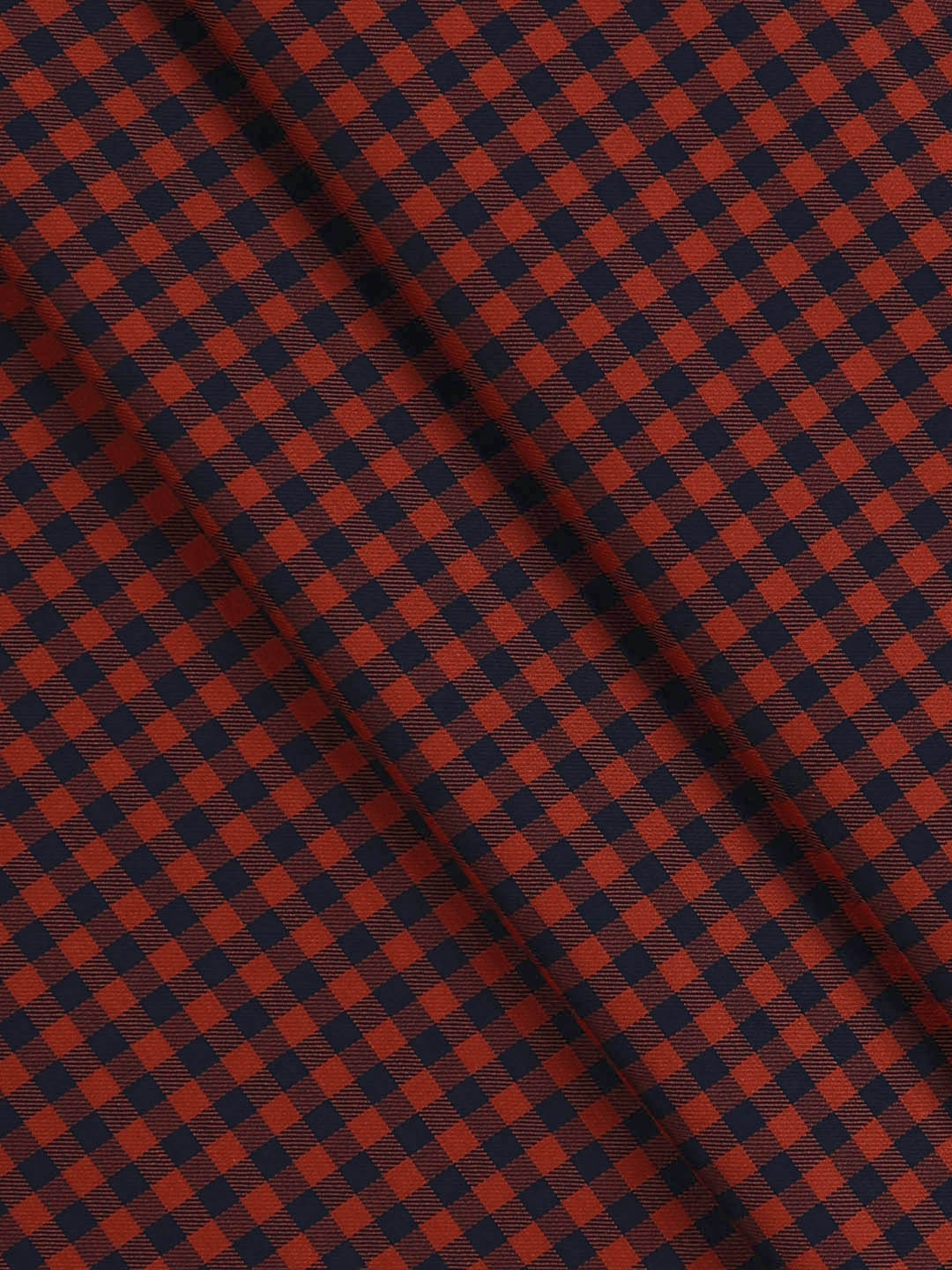 Mens Cotton Checked Shirt Fabric Brown with Navy Cascade