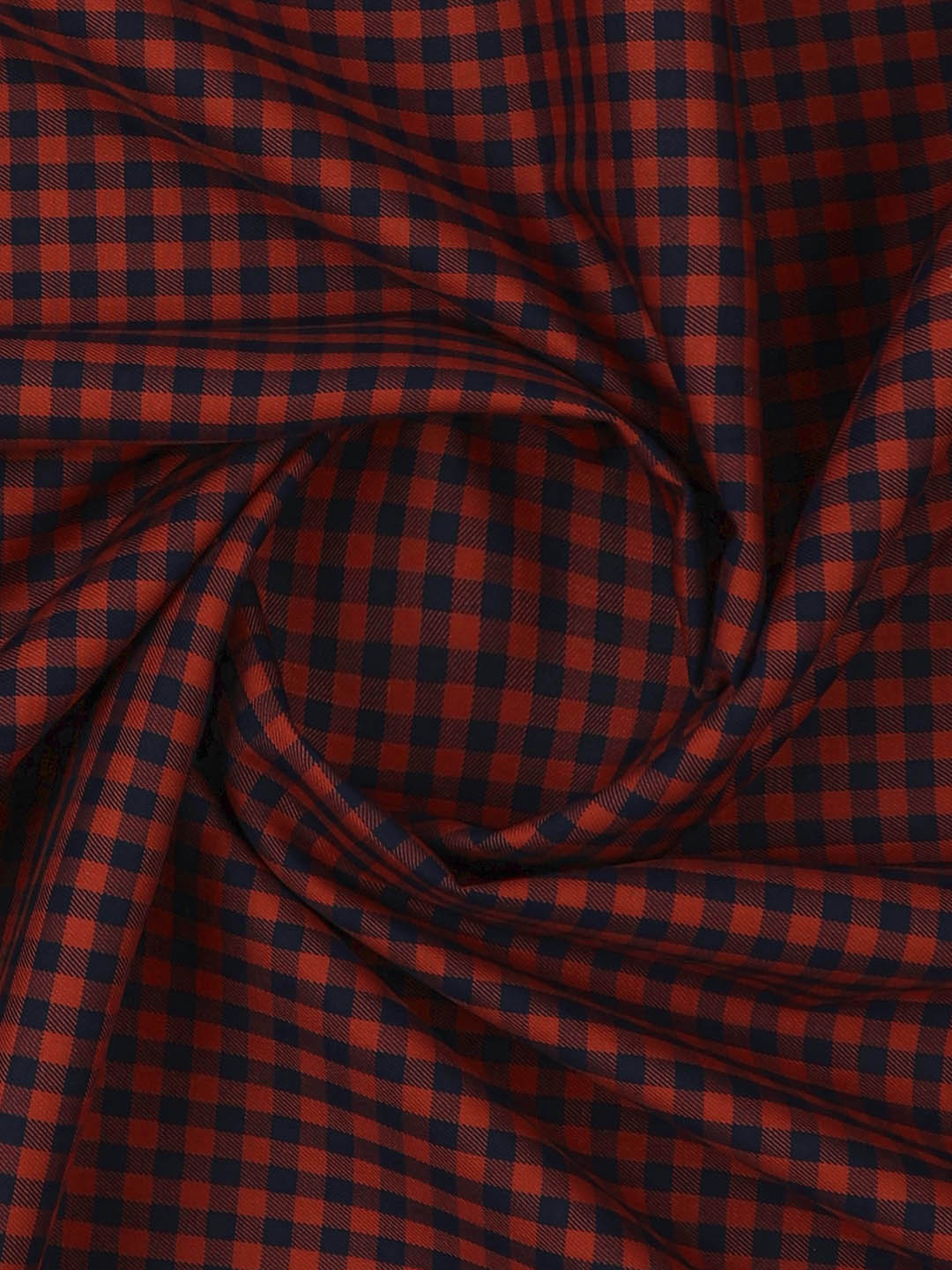 Mens Cotton Checked Shirt Fabric Brown with Navy Cascade