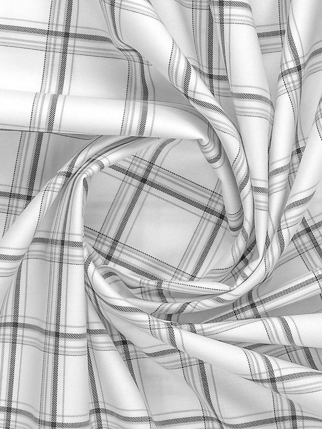 Mens Cotton Checked Shirt Fabric White Cascade