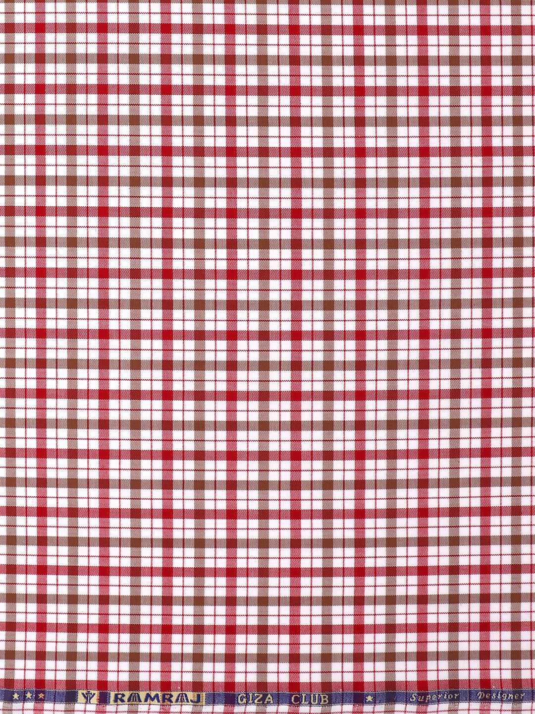 Mens Cotton Checked Shirt Fabric Red Cascade