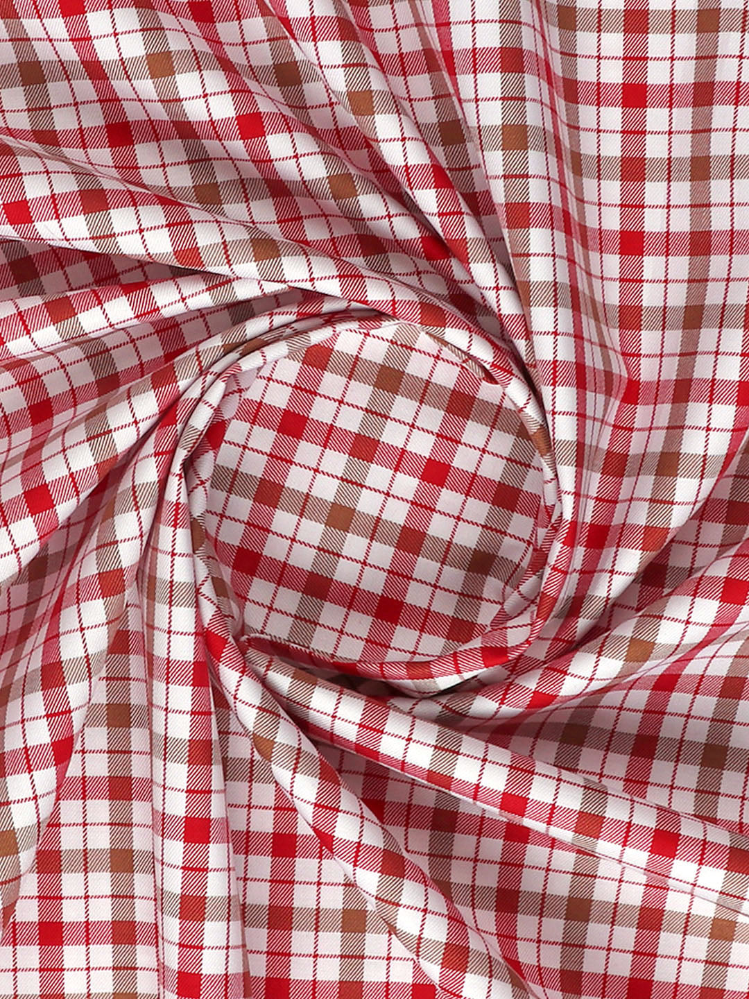 Mens Cotton Checked Shirt Fabric Red Cascade