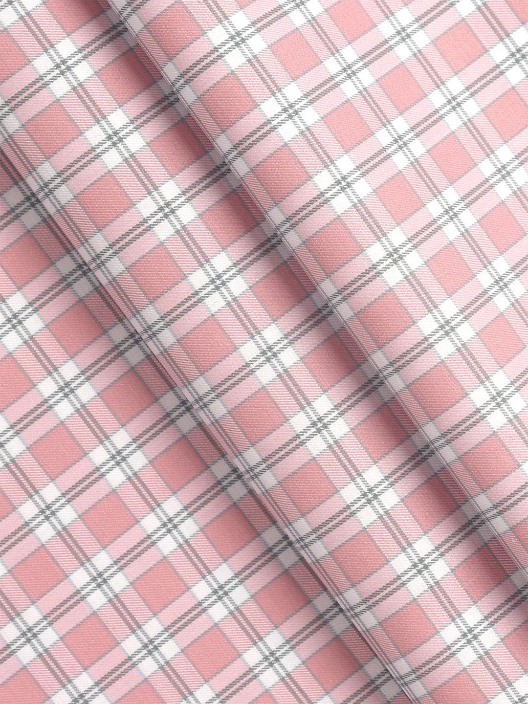 Mens Cotton Checked Shirt Fabric Pink Cascade