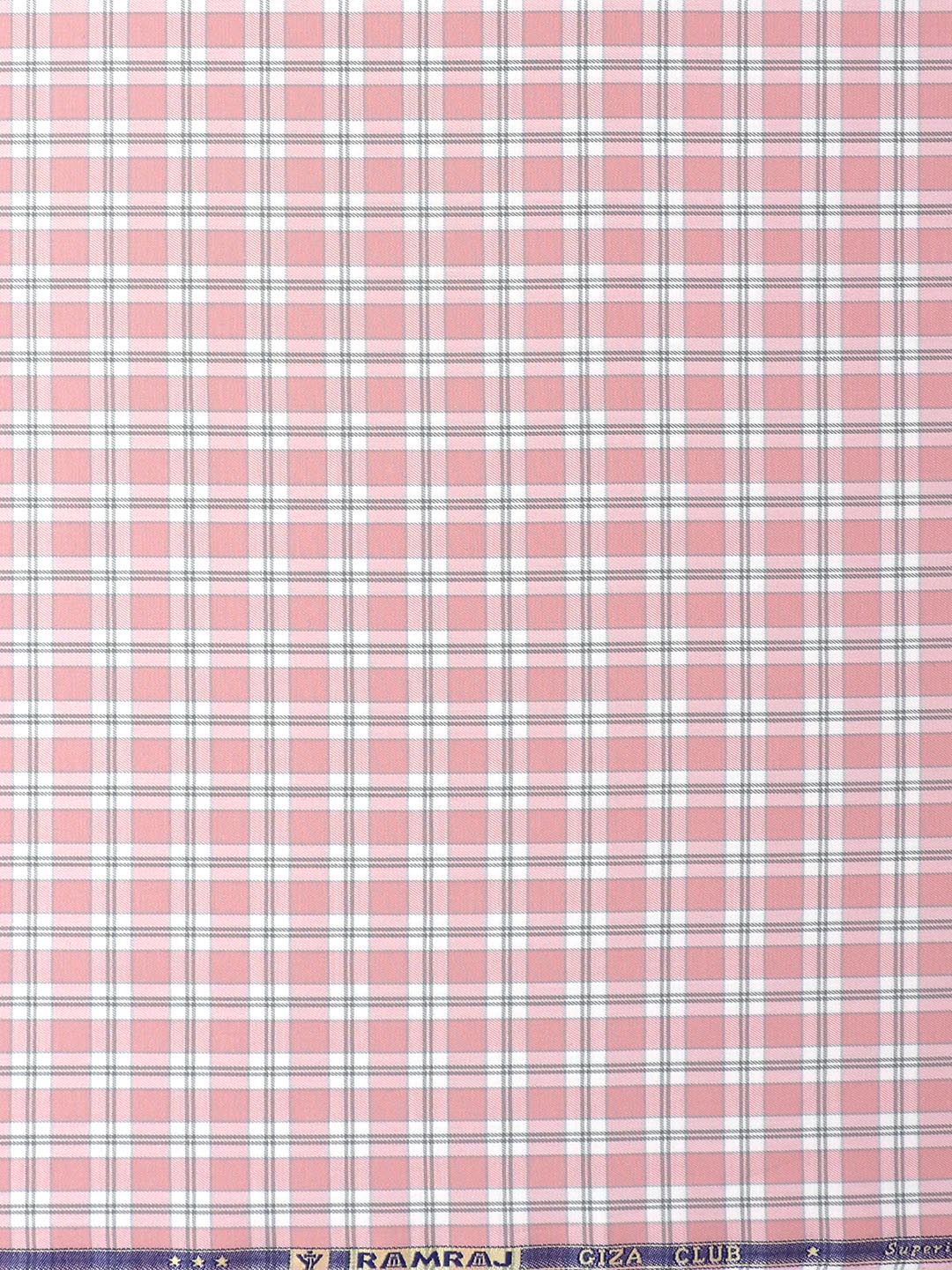 Mens Cotton Checked Shirt Fabric Pink Cascade