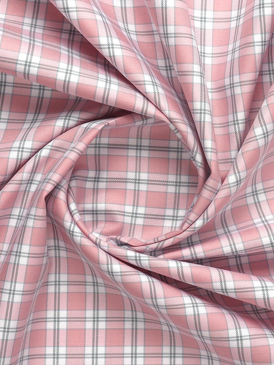 Mens Cotton Checked Shirt Fabric Pink Cascade