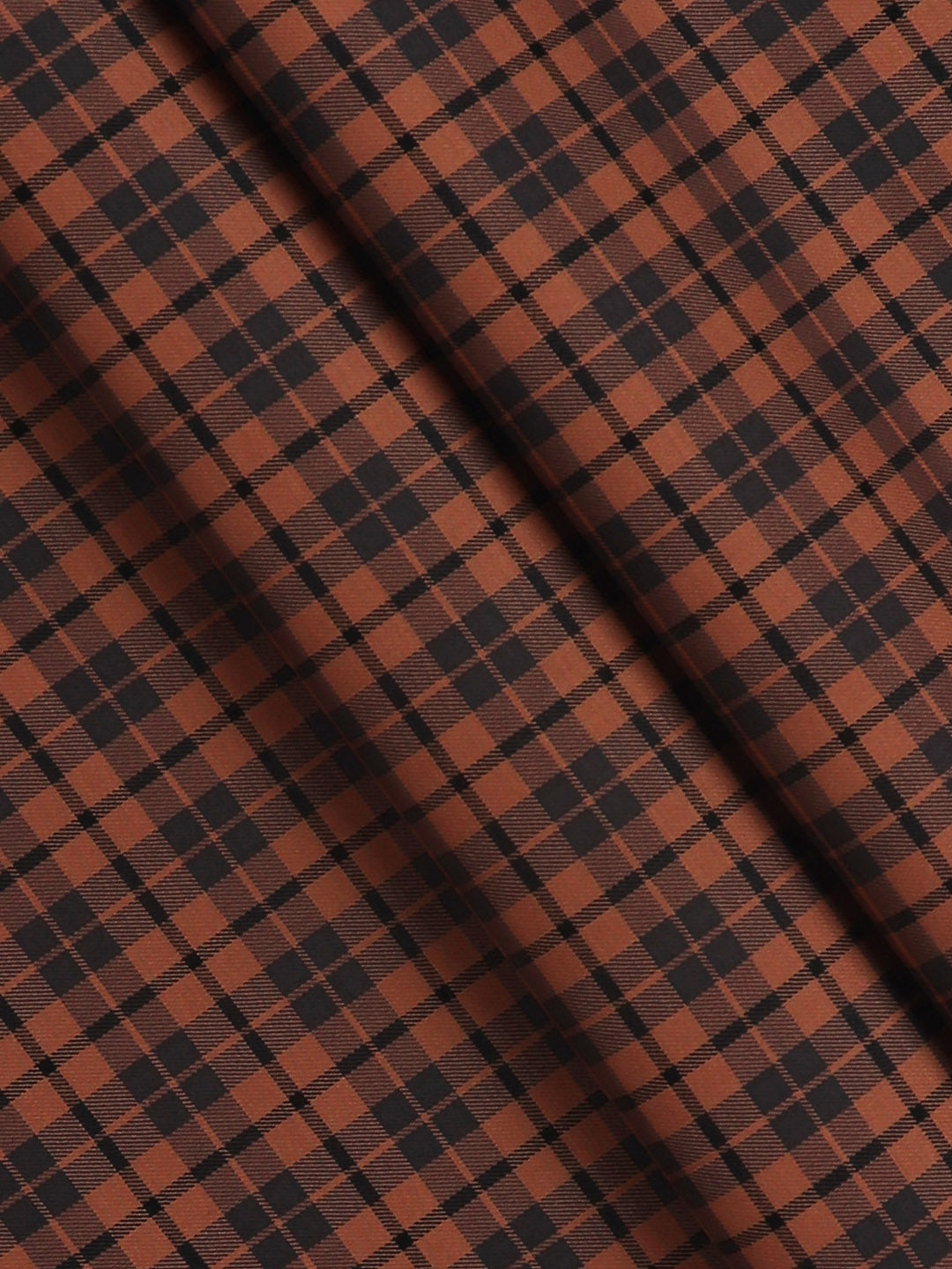 Mens Cotton Checked Brown Shirt Fabric Cascade