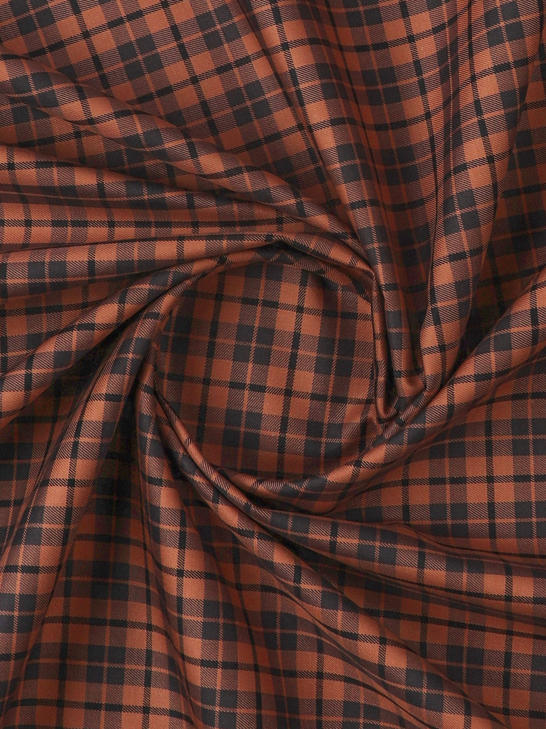 Mens Cotton Checked Brown Shirt Fabric Cascade