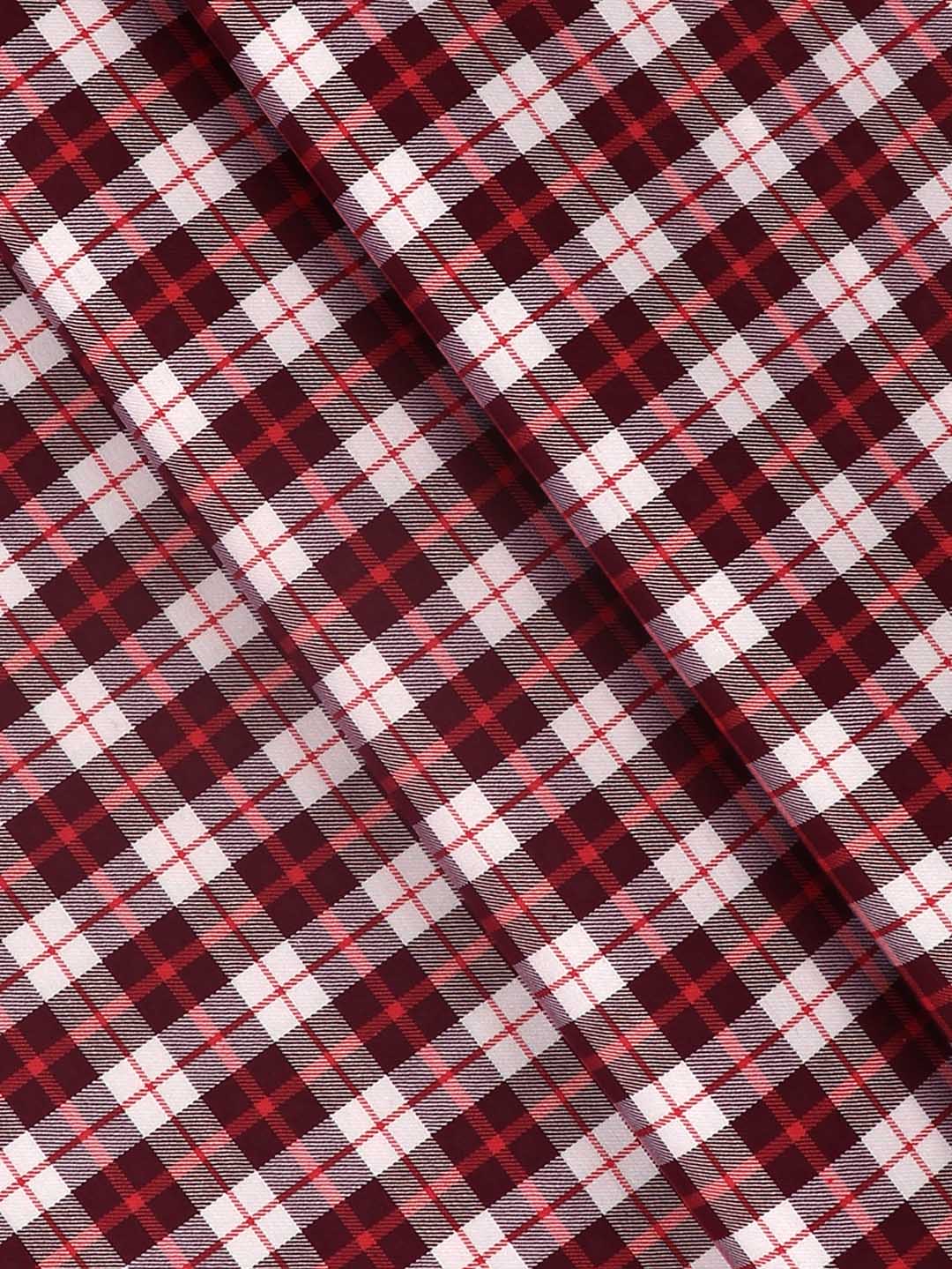 Mens Cotton Checked Shirt Fabric Maroon Cascade