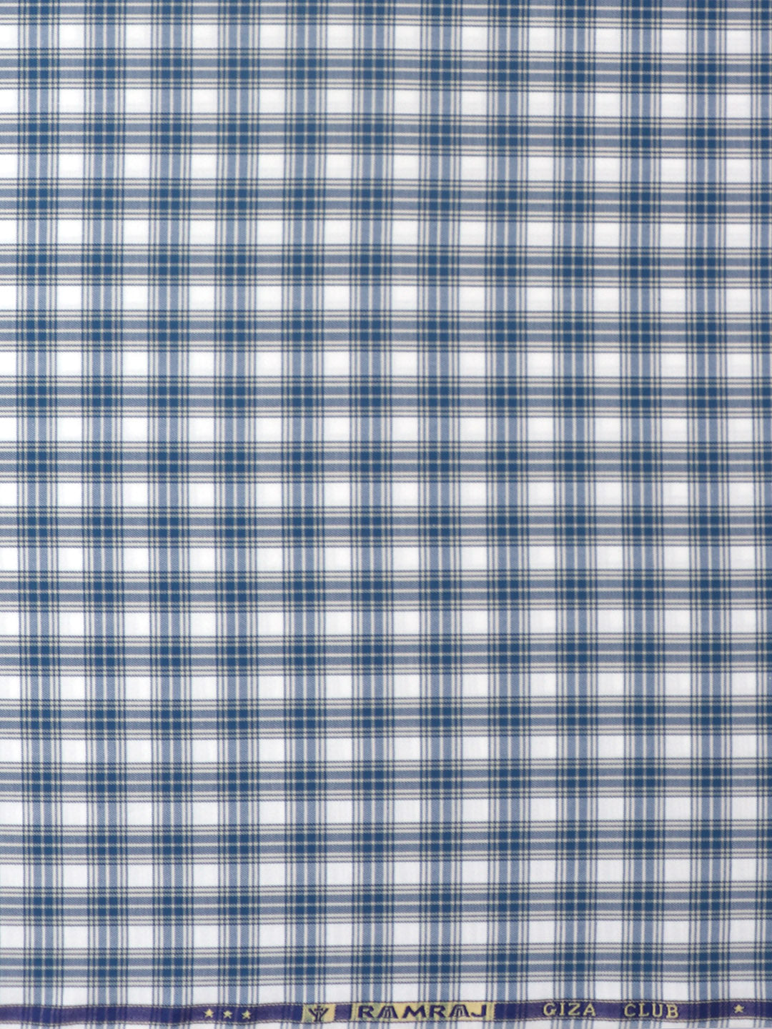 Mens Cotton Checked Shirt Fabric Blue Cascade