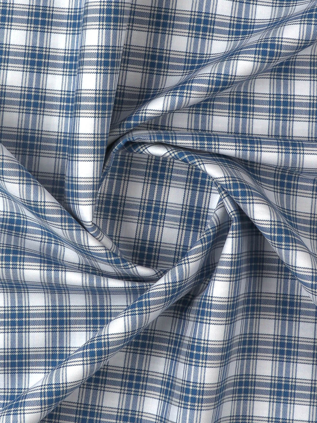 Mens Cotton Checked Shirt Fabric Blue Cascade