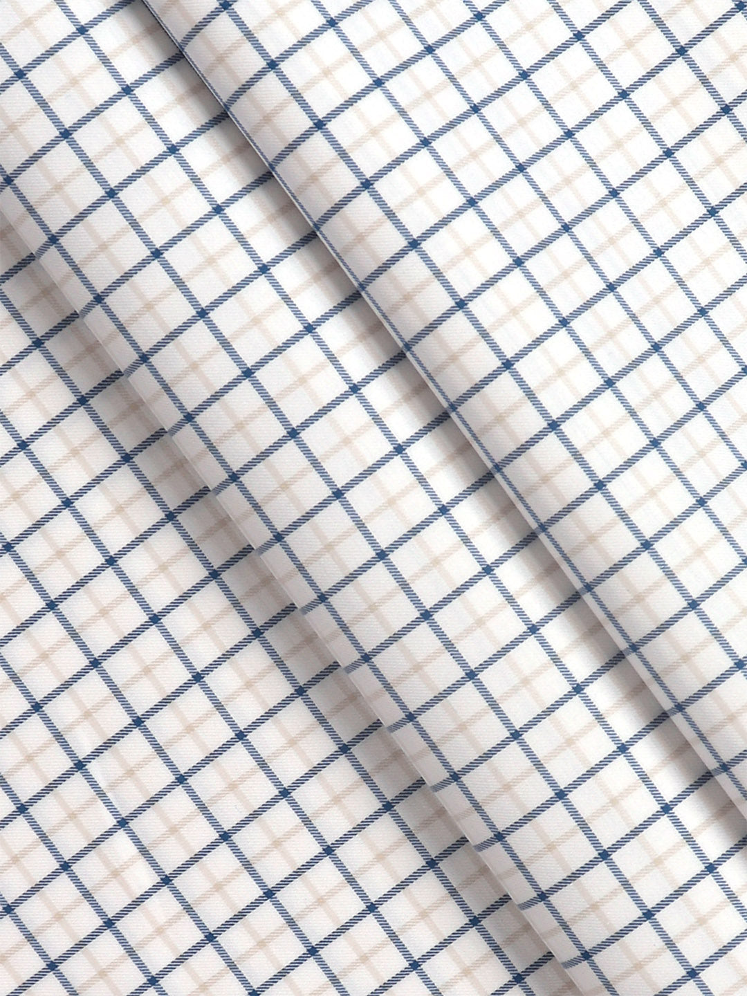 Mens Cotton White Checked Shirt Fabric Cascade