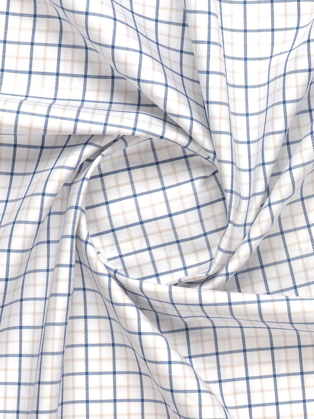 Mens Cotton White Checked Shirt Fabric Cascade