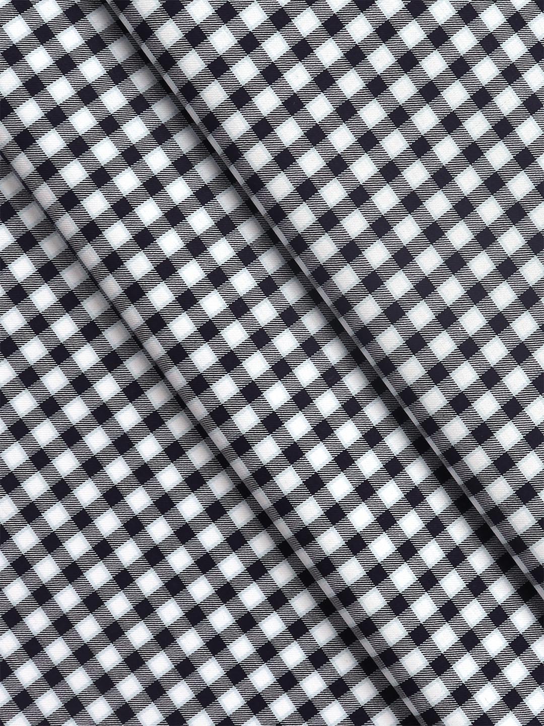 Mens Cotton Checked Shirt Fabric Navy with White Cascade