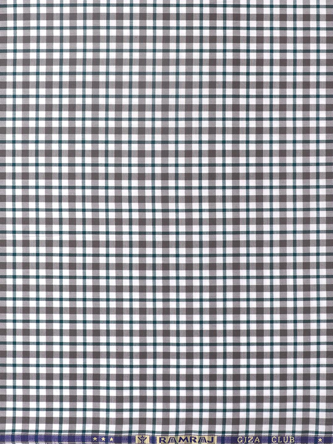 Mens Cotton Checked Shirt Fabric Grey Cascade