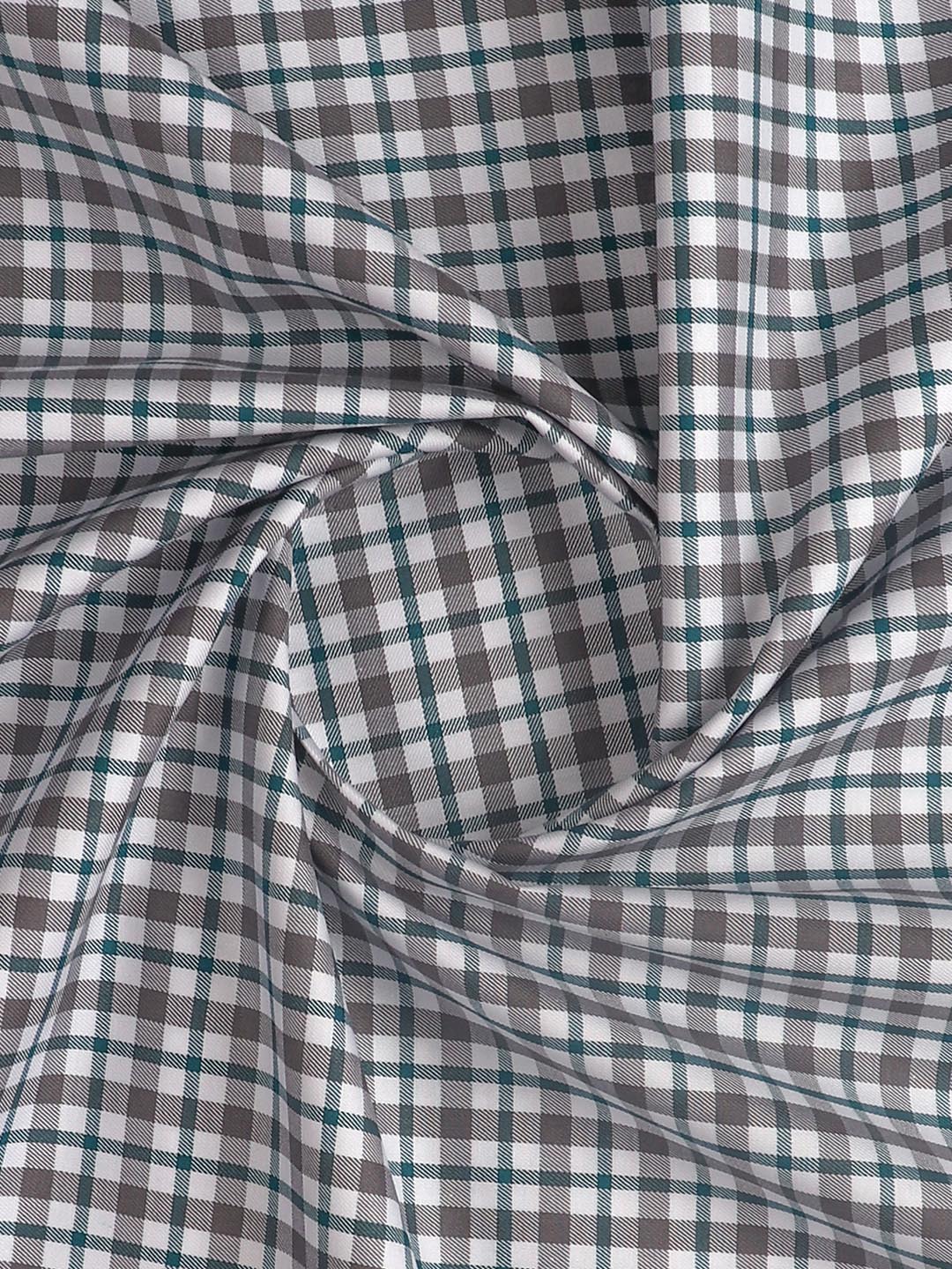 Mens Cotton Checked Shirt Fabric Grey Cascade