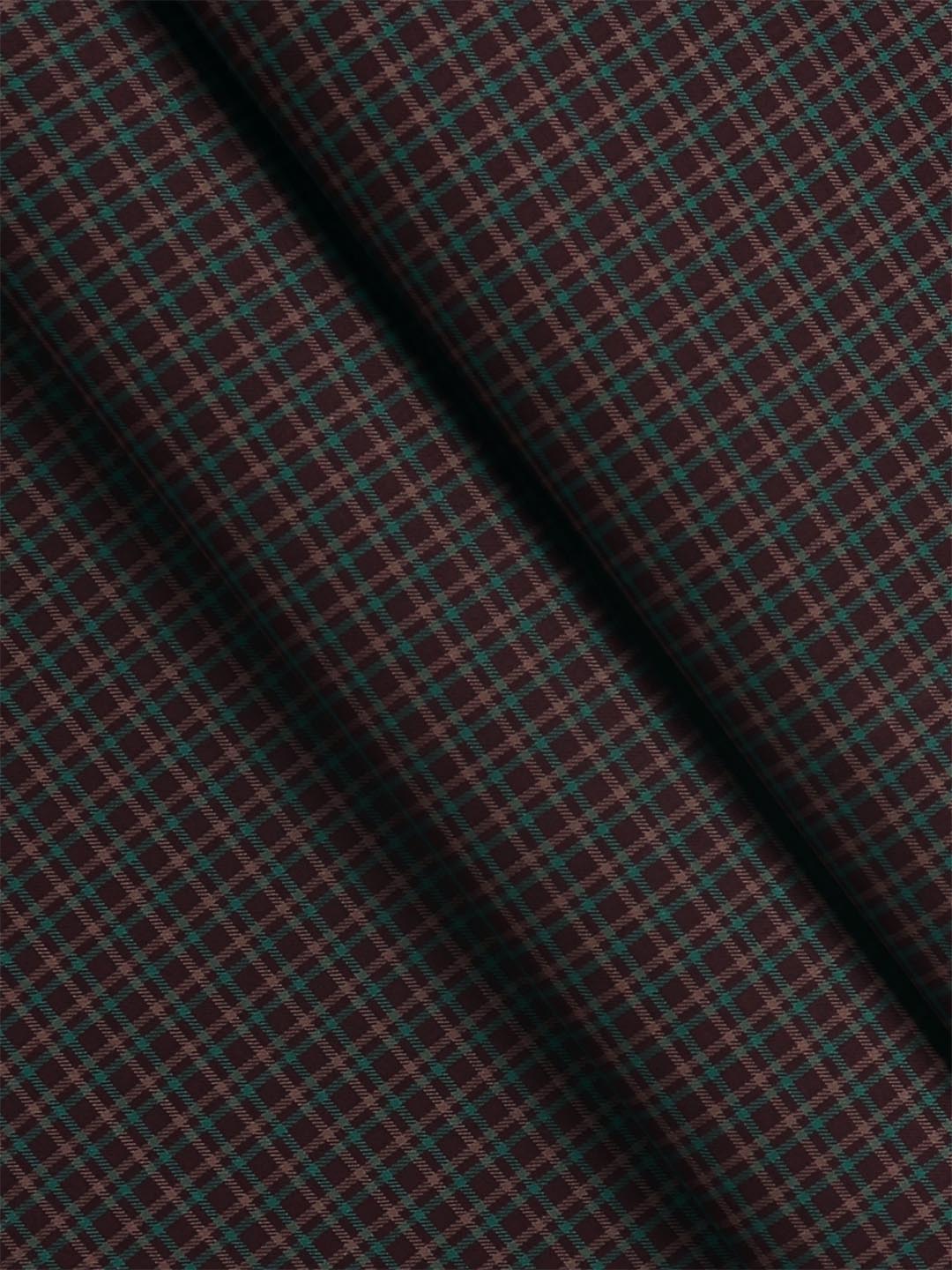 Cotton Checked Brown Shirt Fabric Cascade