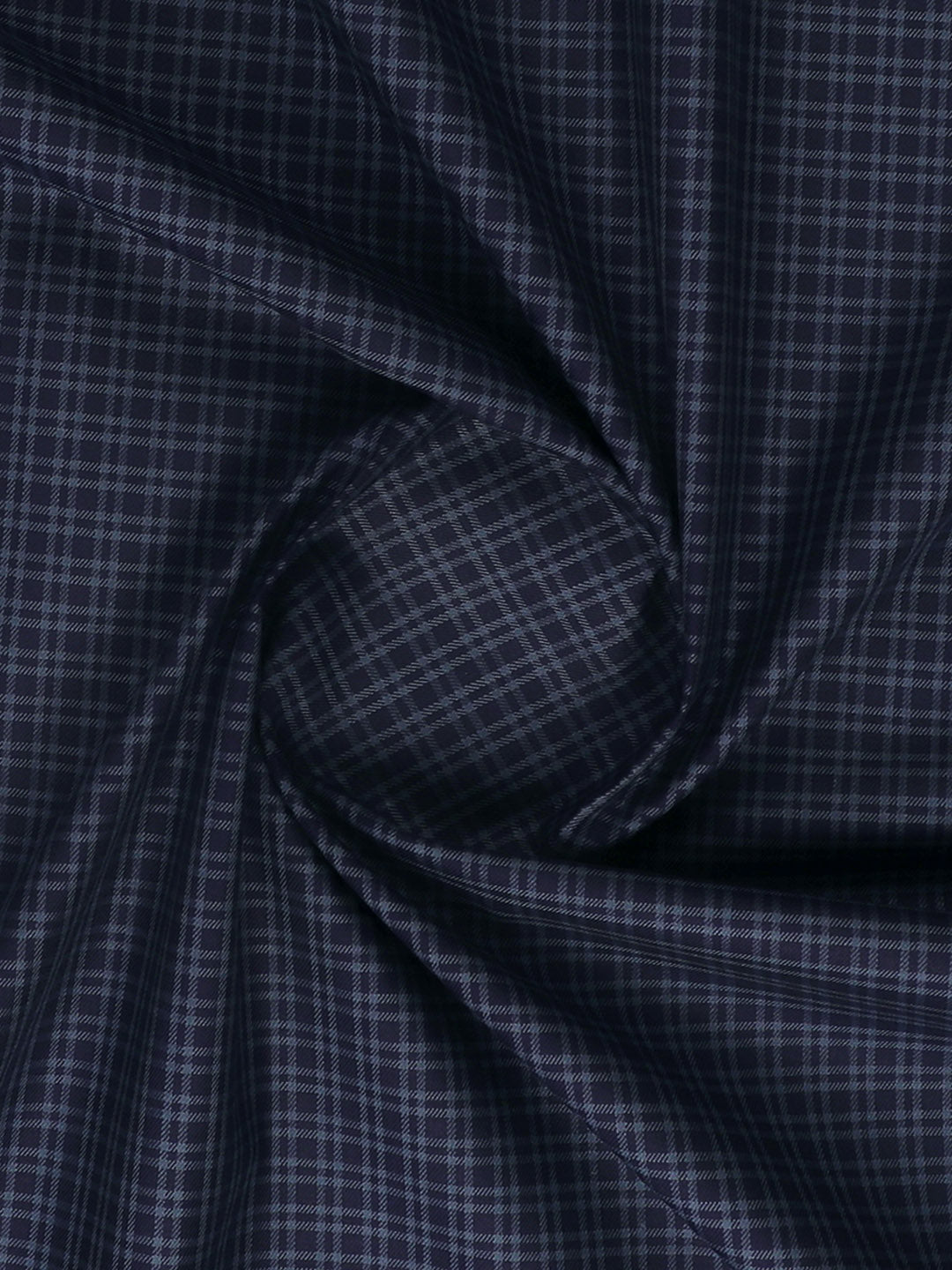 Mens Cotton Checked Shirt Fabric Navy Cascade