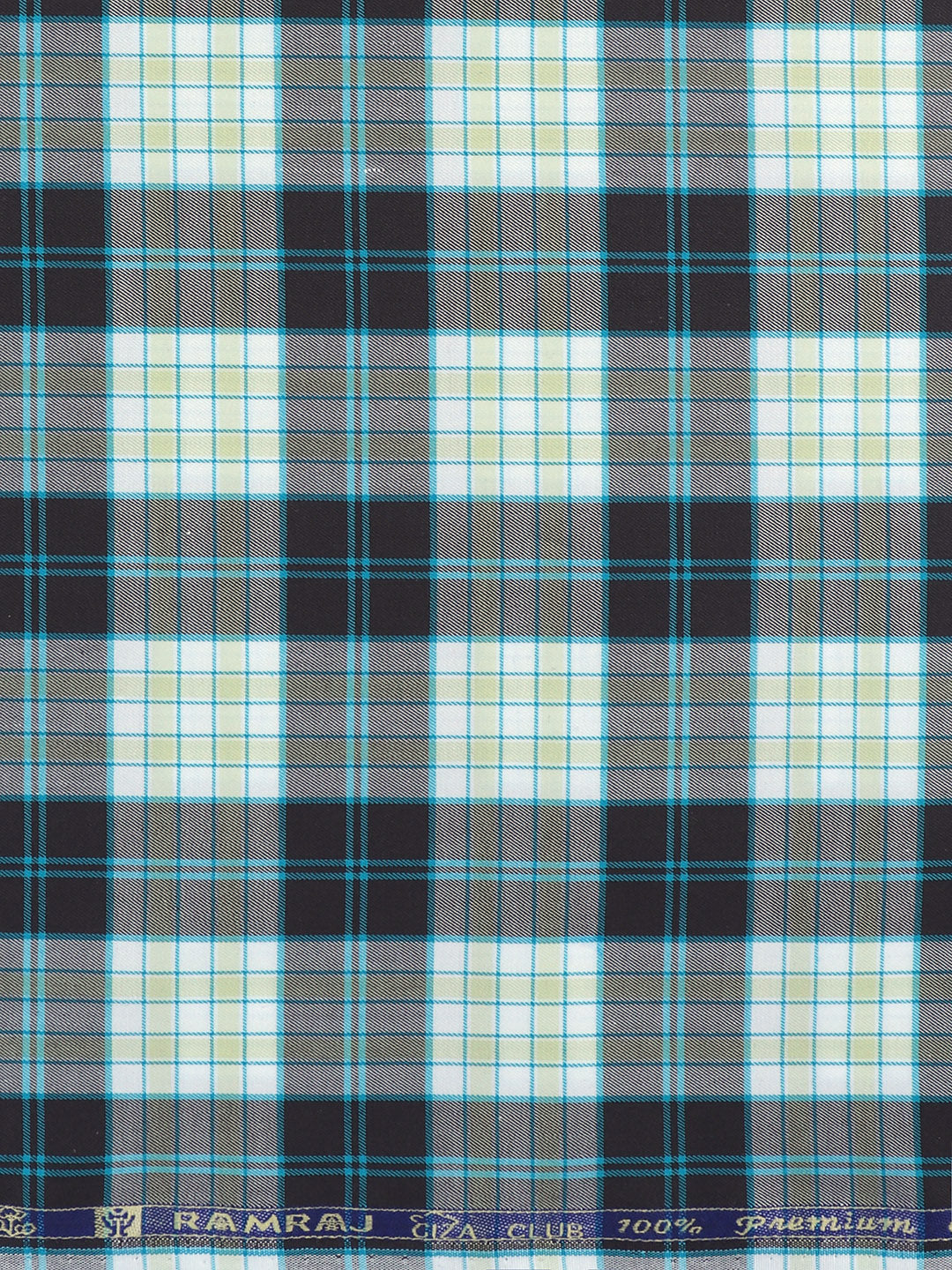 Men Cotton Checked Shirt Fabric Blue Cascade