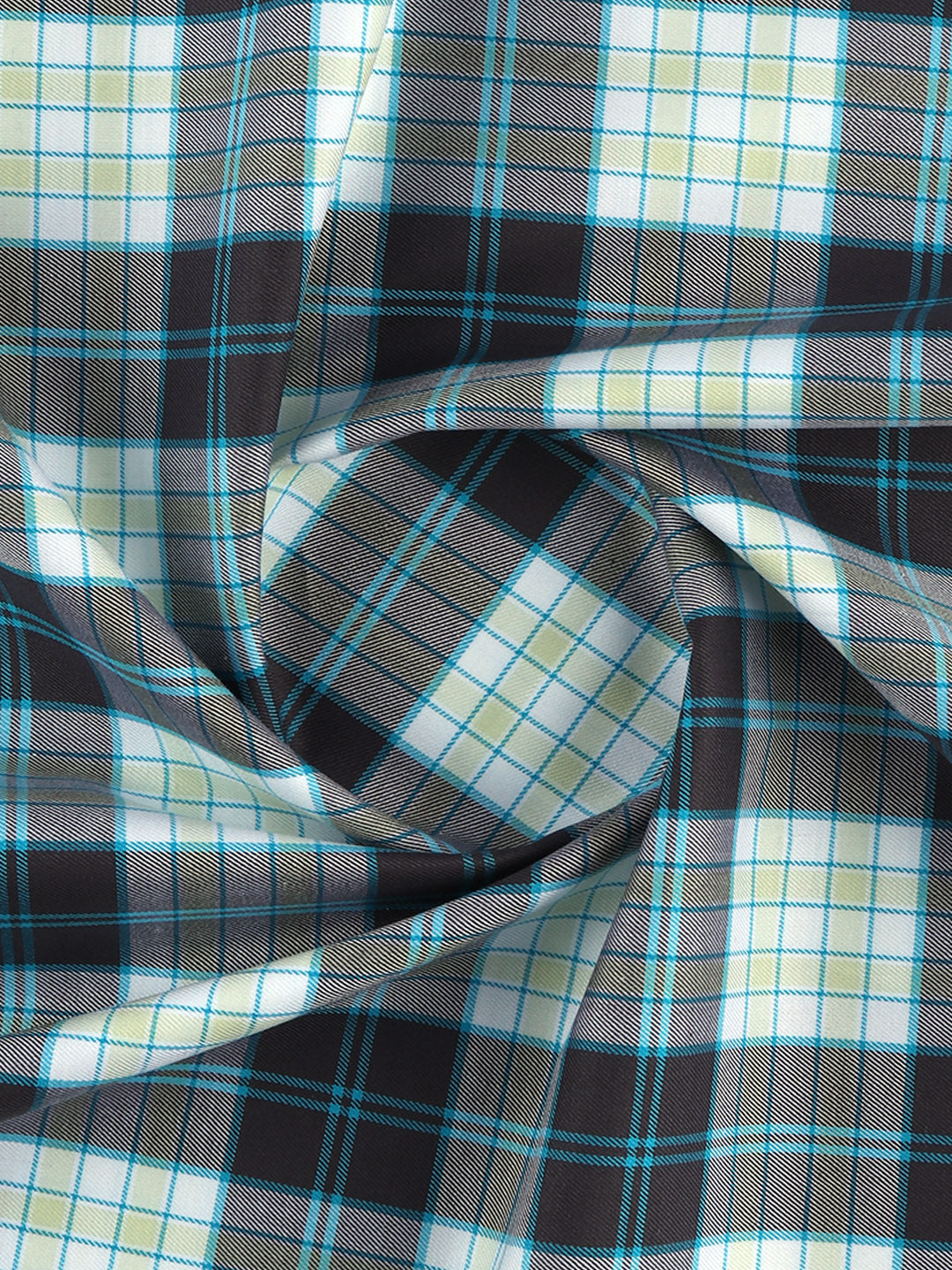 Men Cotton Checked Shirt Fabric Blue Cascade