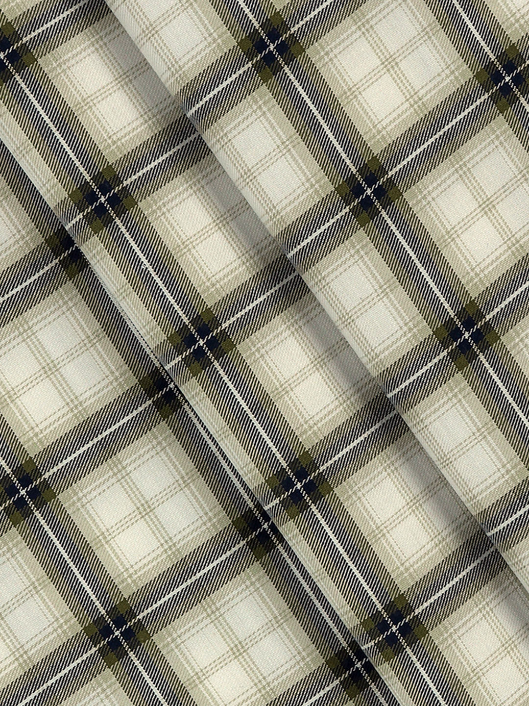 Men's Giza Cotton Checked Shirt Fabric Light Green Cascade