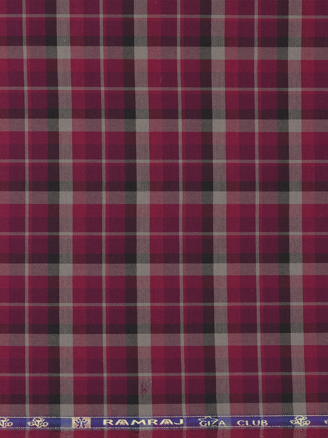 Men Giza Cotton Blend Checked Shirt Fabric Majenta Cascade