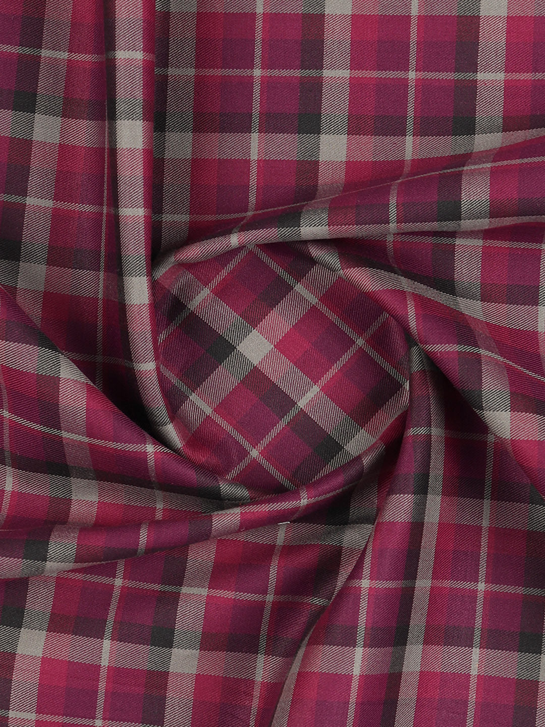 Men Giza Cotton Blend Checked Shirt Fabric Majenta Cascade