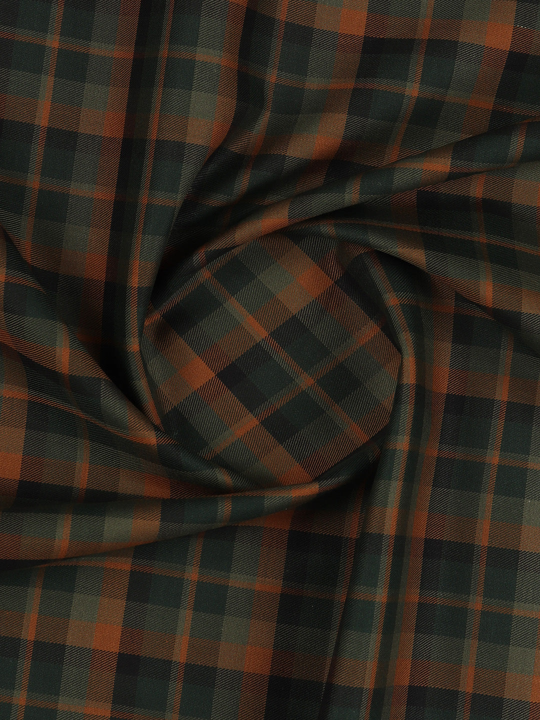 Men Giza Cotton Blend Checked Shirt Fabric Dark Green Cascade