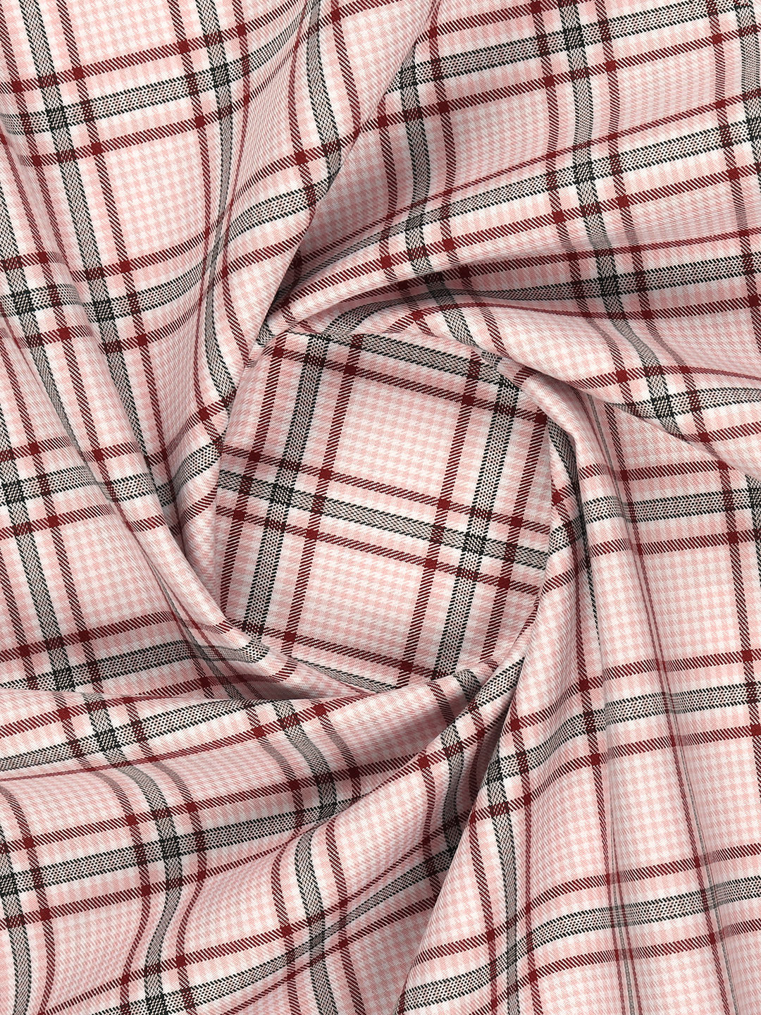 Men Giza Cotton Blend Checked Shirt Fabric Light Pink Cascade