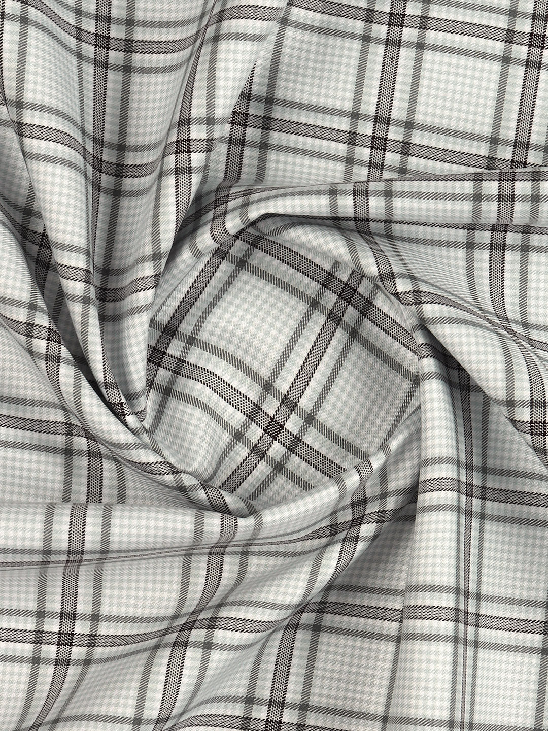 Men's Giza Cotton Checked Shirt Fabric Grey Cascade