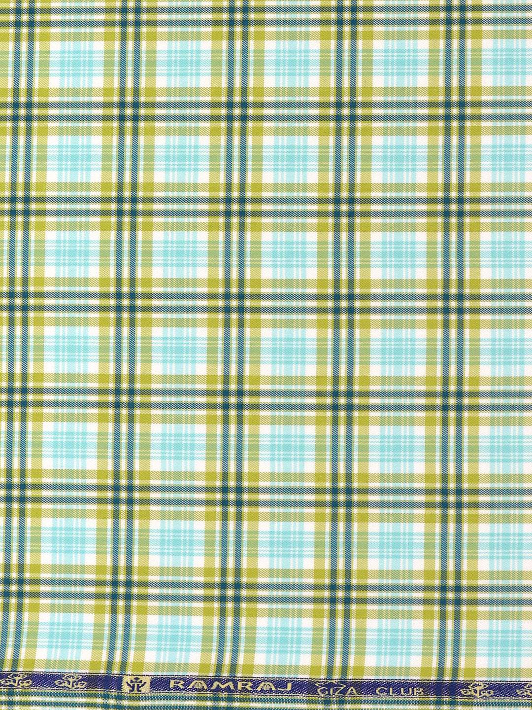 Men Giza Cotton Blend Checked Shirt Fabric Lemon Yellow Cascade