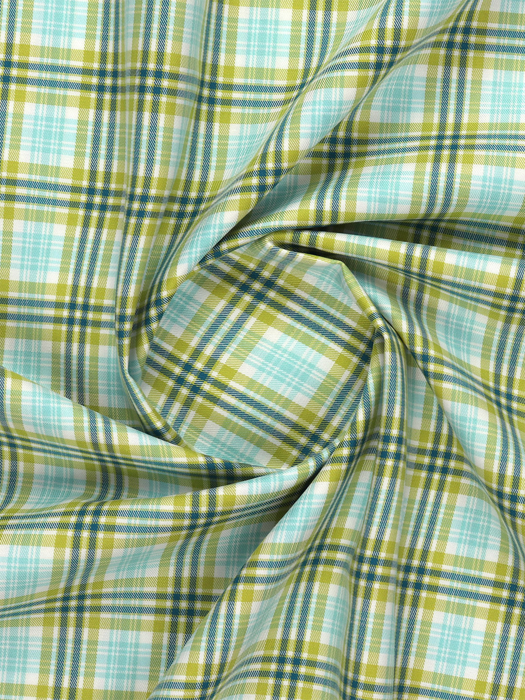 Men Giza Cotton Blend Checked Shirt Fabric Lemon Yellow Cascade