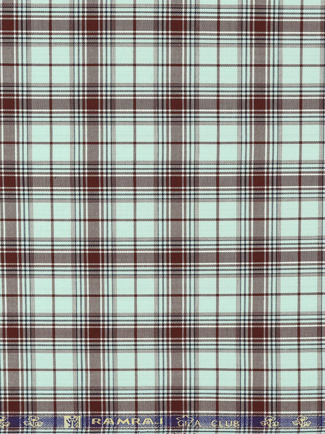 Men Giza Cotton Blend Checked Shirt Fabric Mint Green Cascade