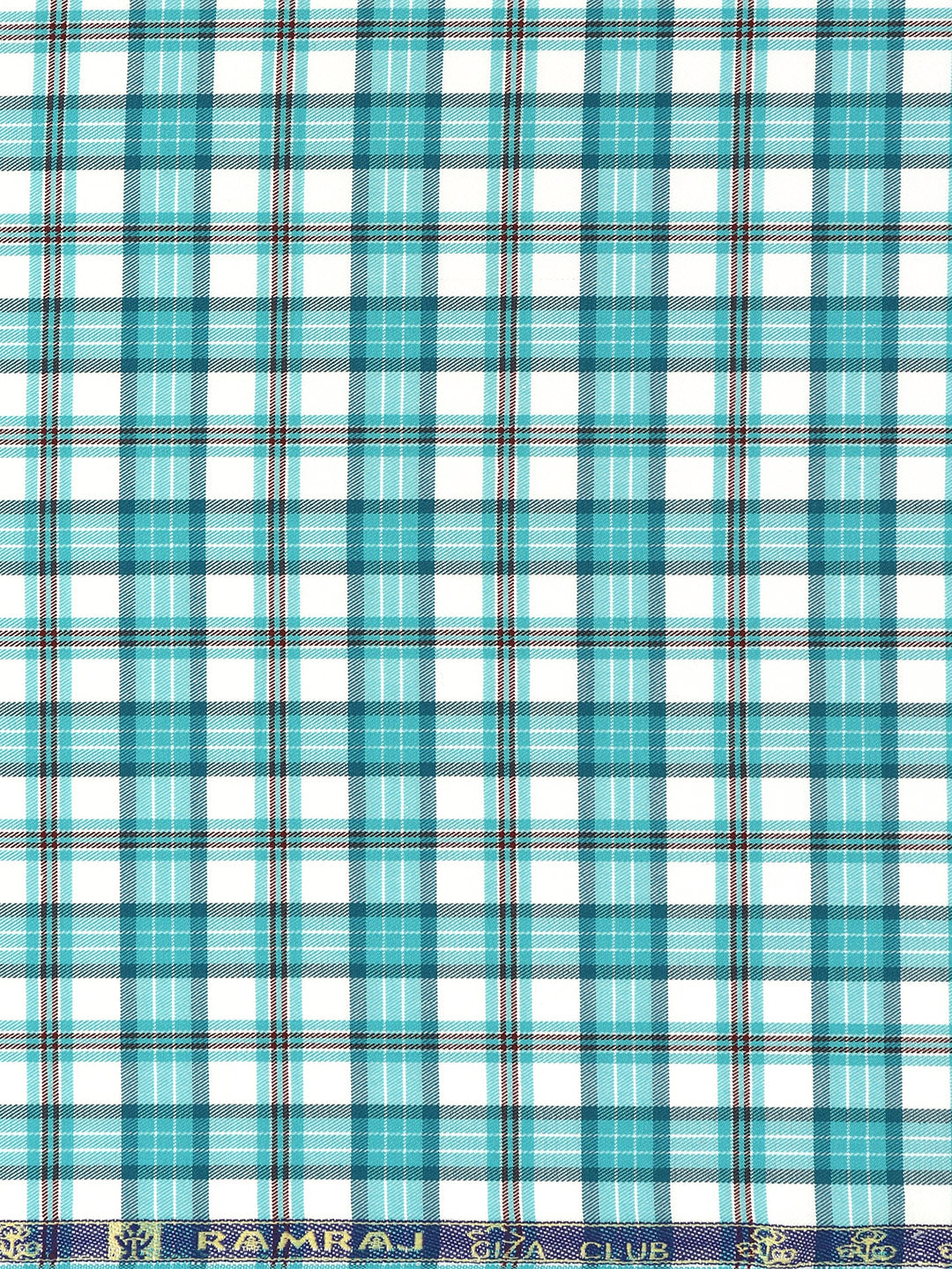 Giza Cotton Checked Shirt Fabric Blue Cascade